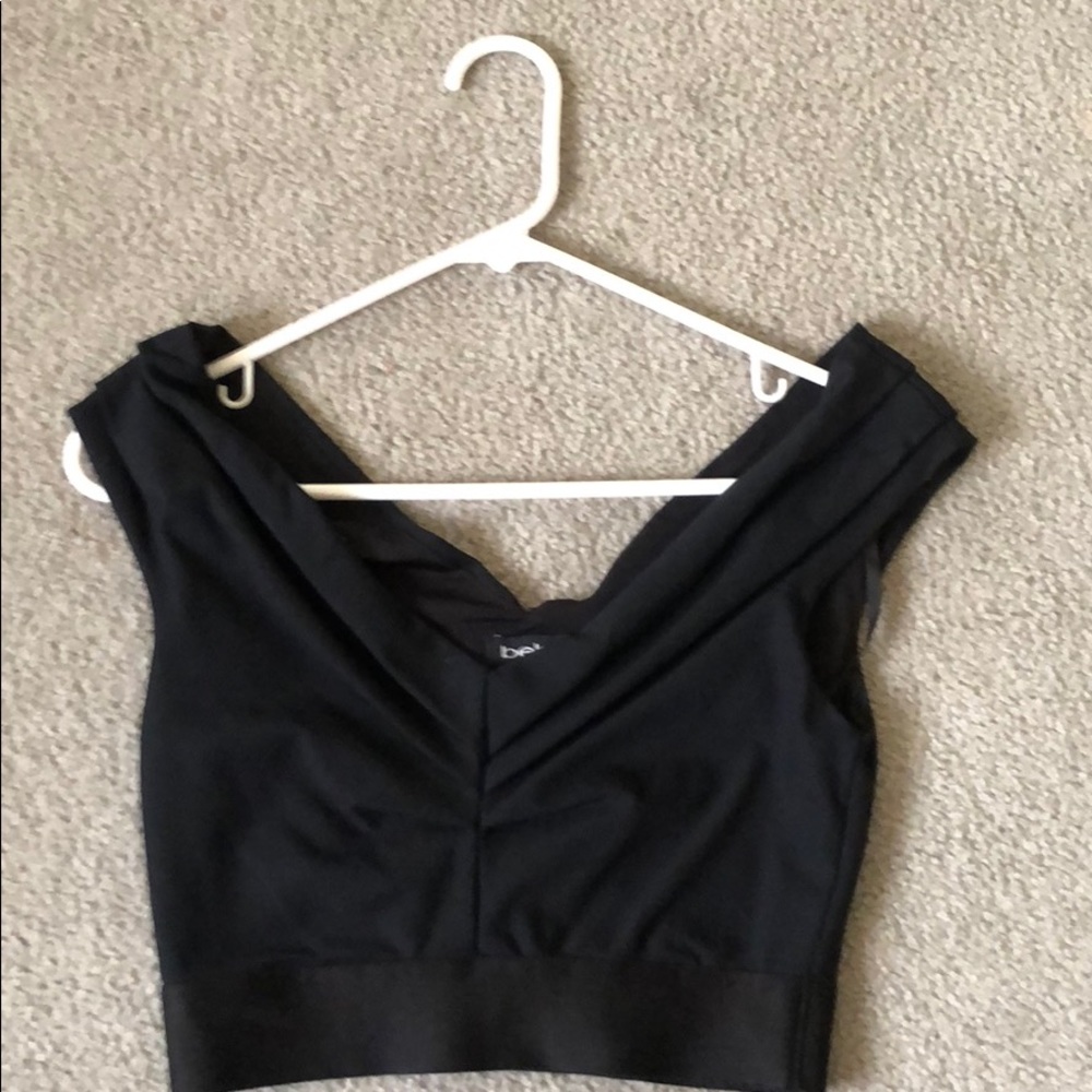 Black crop top with black elastic band